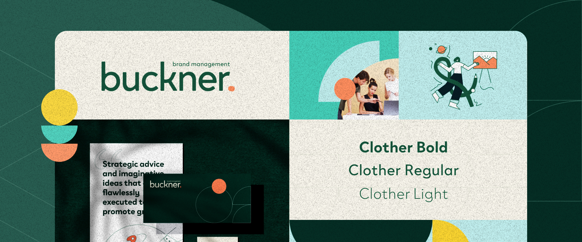 A collage of new brand elements for buckner